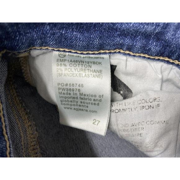 AG Mari Crop Jeans Womens 27 Blue High Rise Slim Straight Raw Hem Stretch Denim - Picture 13 of 16
